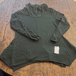 NY Collection Dark Green Cowl-Neck Long Sleeve Tunic